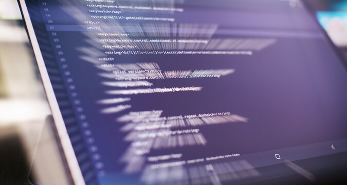 IT business. Python code computer screen. Mobile application design Concept.