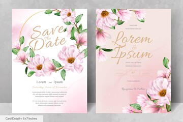 Elegant Magnolia Arrangement Flower Wedding Invitation Card Template