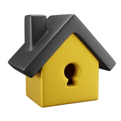 House model with keyhole icon, security control
