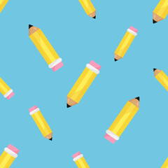 Seamless Pattern with pencil. Vector illustration. For greeting card, posters, banners, the card, printing on the pack, printing on clothes, fabric, wallpaper.