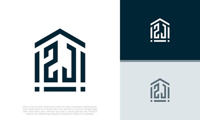 Simple Initials ZJ logo design. Initial Letter Logo. Shield logo.