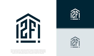 Simple Initials ZF logo design. Initial Letter Logo. Shield logo.