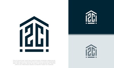 Simple Initials ZC logo design. Initial Letter Logo. Shield logo.