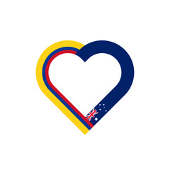 unity concept. heart ribbon icon of colombia and australia flags. vector illustration isolated on black background