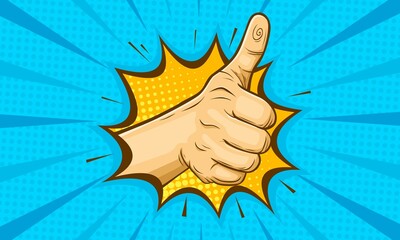 Thumb up hand gesture cartoon comic background © anggi wibisono