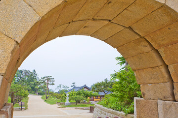 Naksansa or Naksan Temple is a Korean Buddhist temple complex in the Jogye order of Korean Buddhism that stands on the slopes of Naksan Mountain.