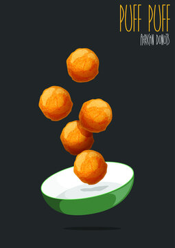 Puff Puff, African Donuts. Vector Illustration