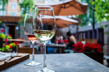 wine on the summer terrace