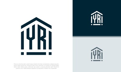 Simple Initials YR logo design. Initial Letter Logo. Shield logo.