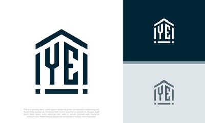 Simple Initials YE logo design. Initial Letter Logo. Shield logo.