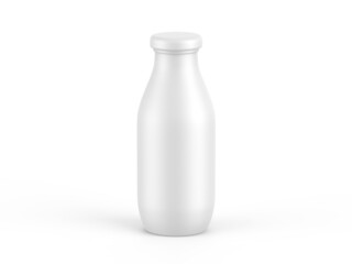 Plastic bottle mockup for milk, yogurt and dairy products, matte plastic bottle with screw cap for branding and mock up, 3d render illustration