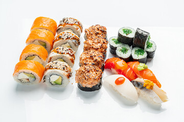 sushi set on the white