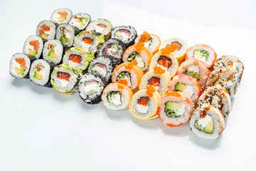sushi set on the white