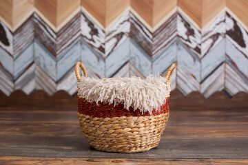 Newborn Digital Background Fall Wood Basket