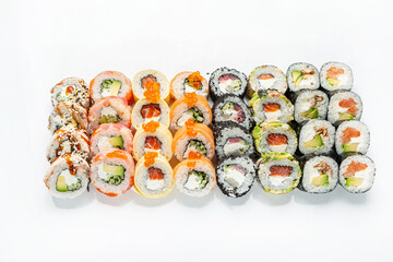 sushi set on the white