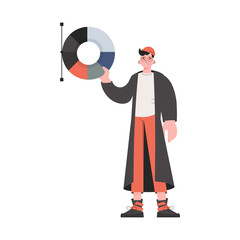 A man stands in full growth with a color wheel. Isolated. Element for presentations, sites.
