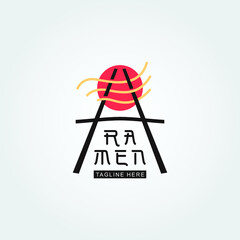 Asian noodle logo concept with noodle and chopstick design illustration