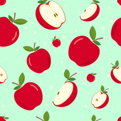 fruit apple vector seamless pattern.
