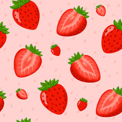 fruit strawberry vector seamless pattern.