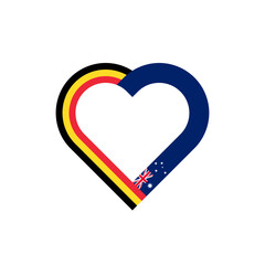 unity concept. heart ribbon icon of belgium and australia flags. vector illustration isolated on black background
