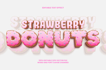 Strawberry donuts editable text effect 3D Style