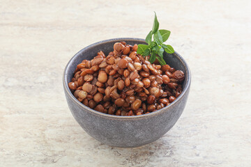 Boiled lentil in the bowl