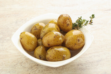 Boiled baby potato in the bowl