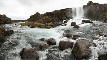Oxarárfoss - the waterfall in Thingvellir national park, Iceland