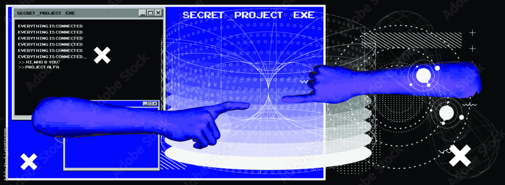 Aufkleber 3D polygonal model of a hand with pointing gesture.