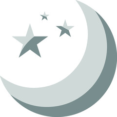 moon with stars on white background. gray Moon and stars flat icon isolated sign. Moon and stars at the icon. Nighttime moon and stars vector