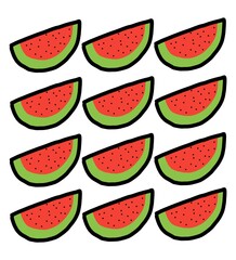 illustration of water watermelon slices