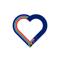 unity concept. heart ribbon icon of south africa and australia flags. vector illustration isolated on black background