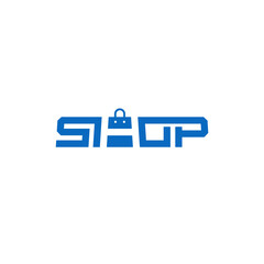 Shop letter, negative space. Wordmark logo design.