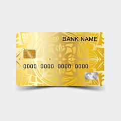 Golden color credit card template, Luxurious. Editable vector design. illustration EPS10