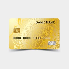 Golden color credit card template, Luxurious. Editable vector design. illustration EPS10