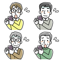 スマホを見て慌てる男性