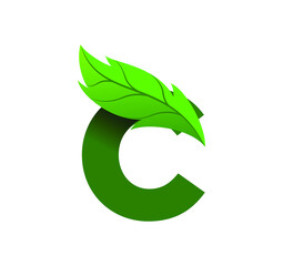 letter C leaf logo design vector