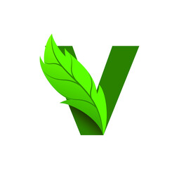 letter V leaf logo design vector