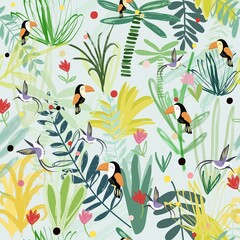 Cute hornbill bird in fantasy forest