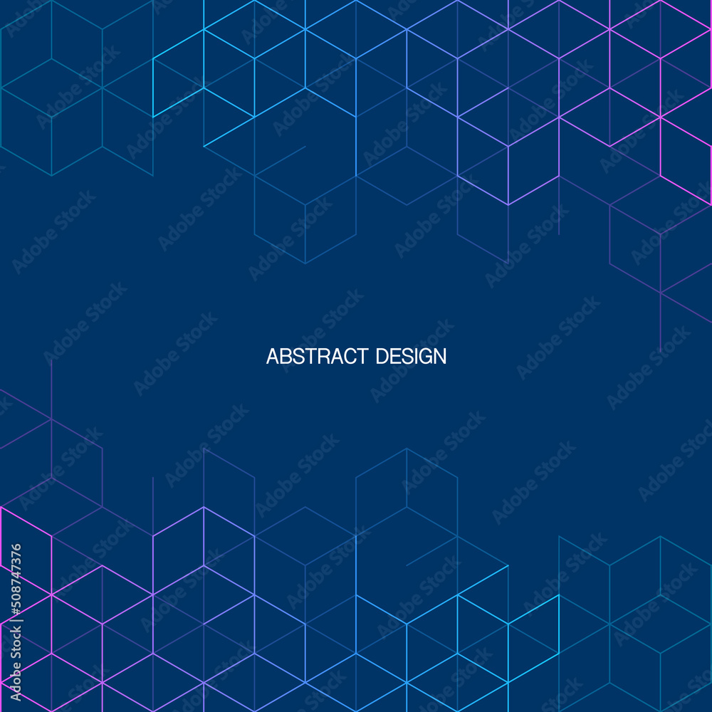 Aufkleber The graphic design element and abstract geometric background with isometric digital blocks. Blockchain concept and modern technology