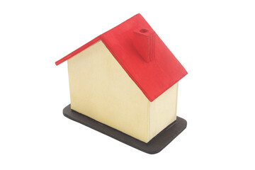 Wooden house model isolated on white background