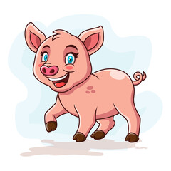 Obraz na płótnie Canvas Cute pig cartoon with a smiling face. vector illustration