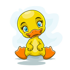 Cute duck cartoon with a smiling face