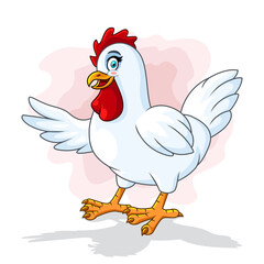 Vector illustration of Cute hen cartoon isolated on white background