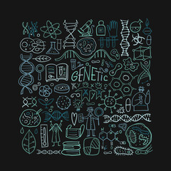 Genetics, chemistry, biology icons set for your design