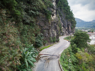 Zigzag Road with Mountain rock in Mountain Province Philippines