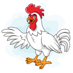 A cute chicken rooster cartoon isolated on white background