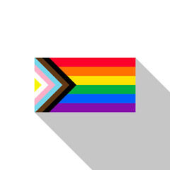 LGBTQ rights pride month rainbow flag icons vector design template with shadow. 
