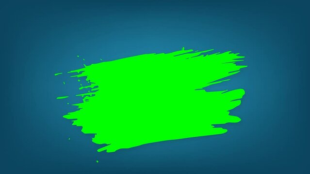 Abstract painting brush stroke shape washing on green screen for blue background in 4k animation.