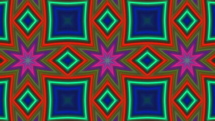 Abstract multicolored fractal neon kaleidoscope background.